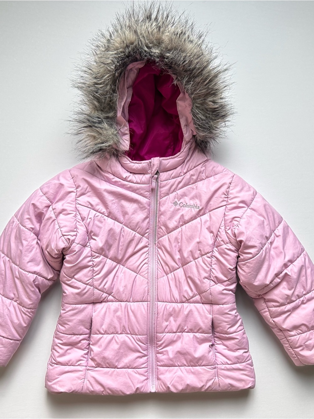 Columbia Outdoor Cozy Toddler Puffer Winter Outerwear Faux Fur Hood Pink